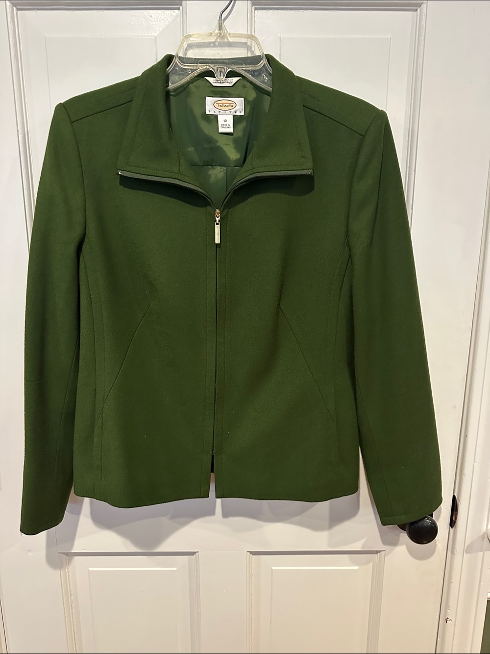 Talbots Olive Green Zip-Front Blazer Jacket